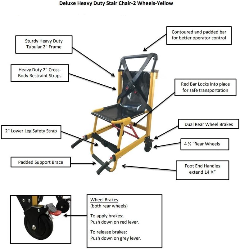 Yellow 2-Wheel Folding Stair Chair Z651449