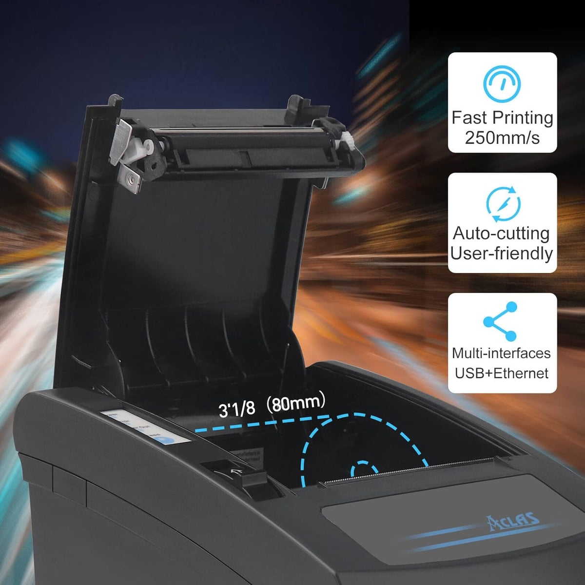 Thermal Receipt Printer 80mm with Auto Cutter USB Ethernet Serial Port G278026