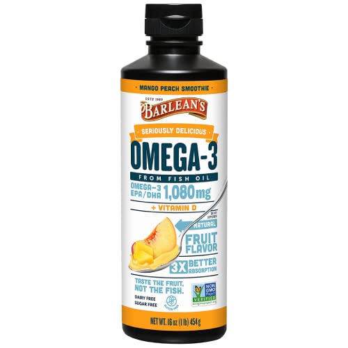 Mango Peach Omega 3 Fish Oil Liquid Supplement, 16 oz R1738