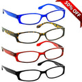4 Pack Reading Glasses Black Tortoise Red Blue P7517