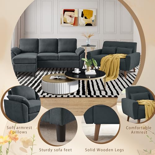 Dark Grey Convertible Sectional Sofa X470