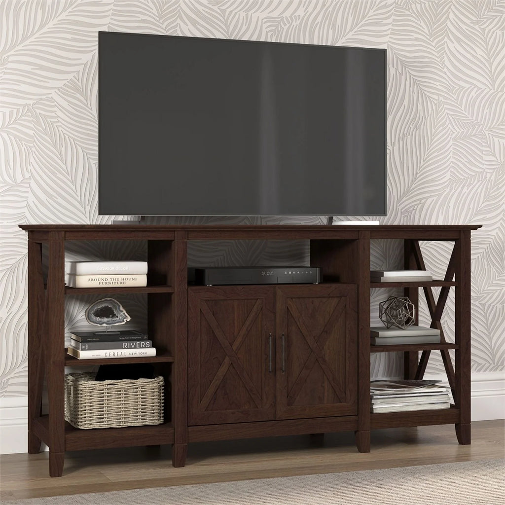 Contemporary Wood Tall TV Stand up to 65" Cherry Z5001