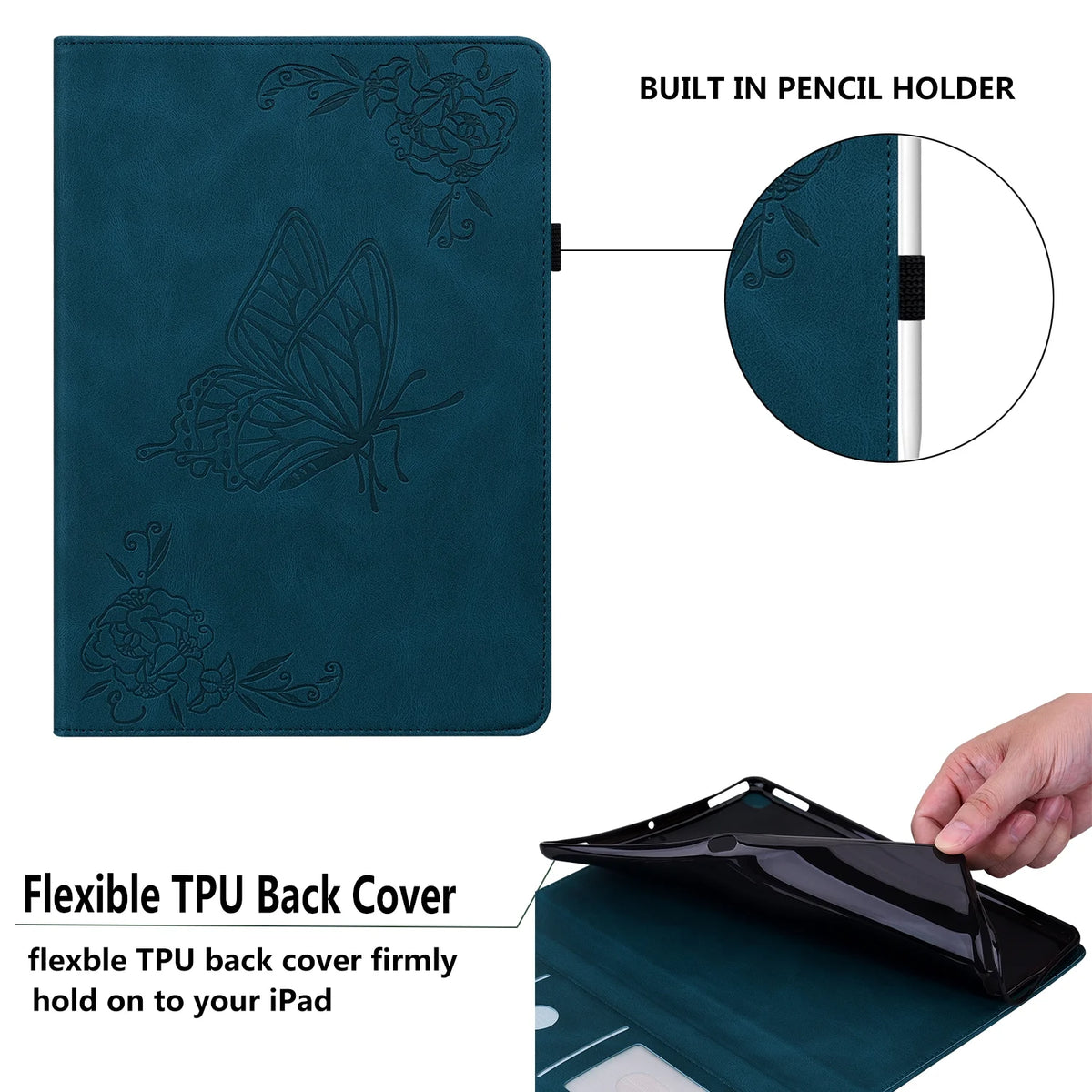Blue PU Leather Folio Stand Cover for iPad 10th Gen Q23588