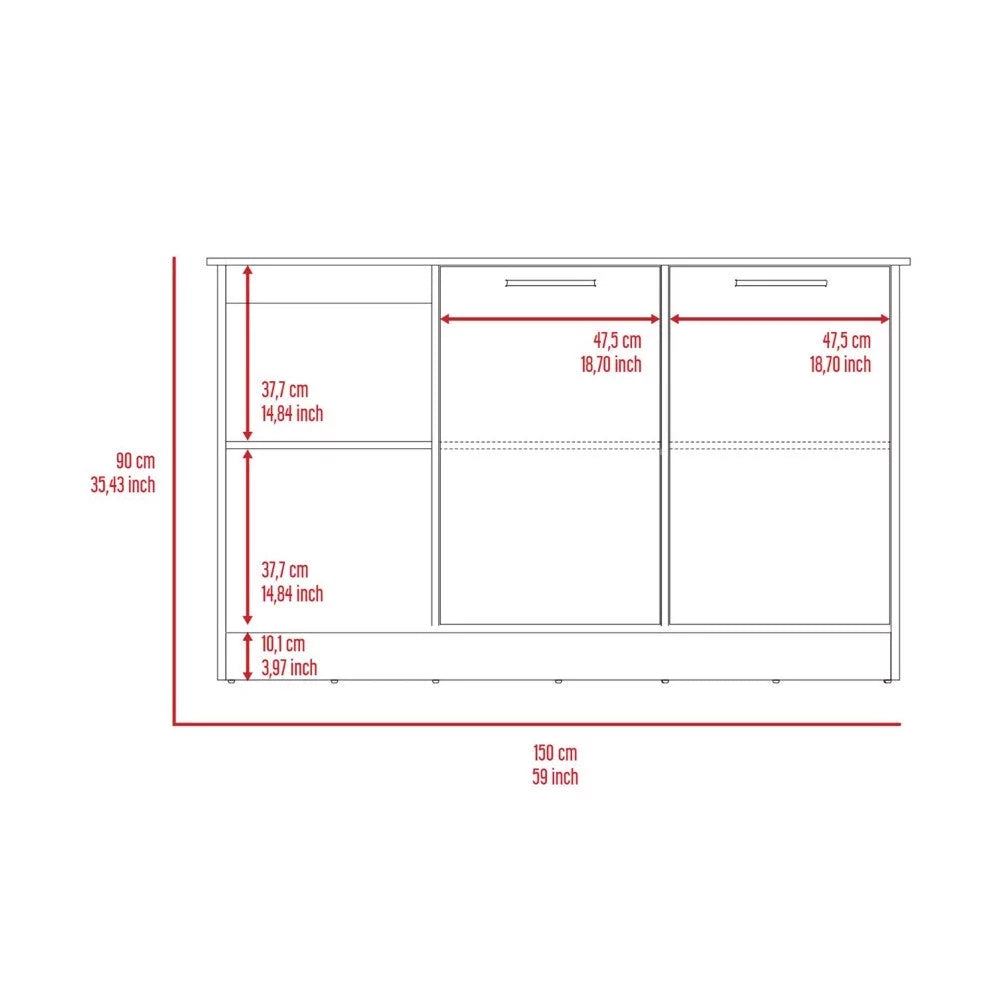 Light Oak White Kitchen Island with Four Open Shelves T62486