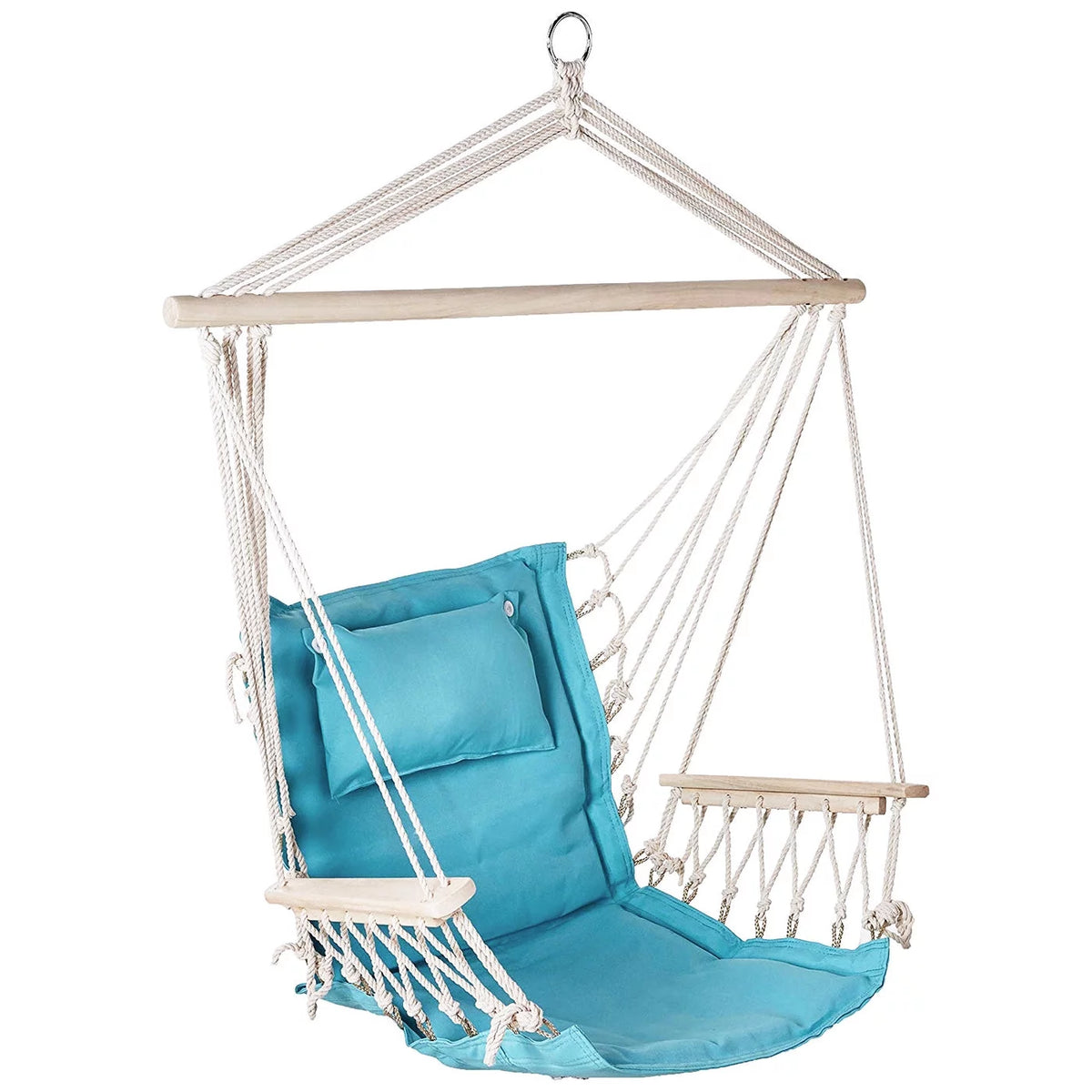 Hanging Hammock Chair Aqua Blue Polyester Cotton S43352
