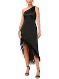 Satin Asymmetric Cocktail Dress Q516188