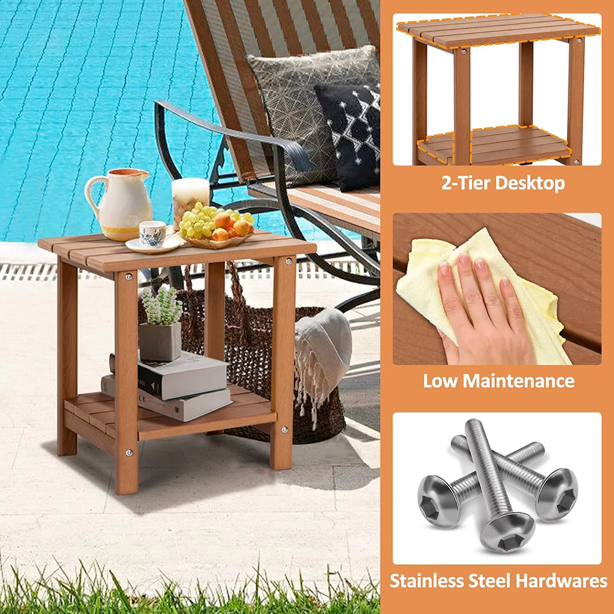 2-Tier HDPE Outdoor Side Table M1544