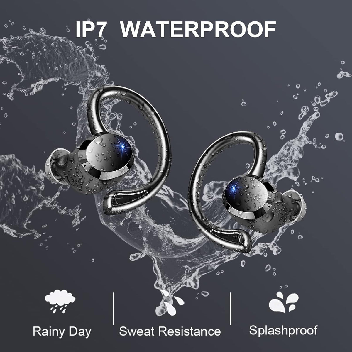 Wireless Bluetooth 5.1 Earbuds with Earhooks, IP7 Waterproof, 48H Playtime F109075