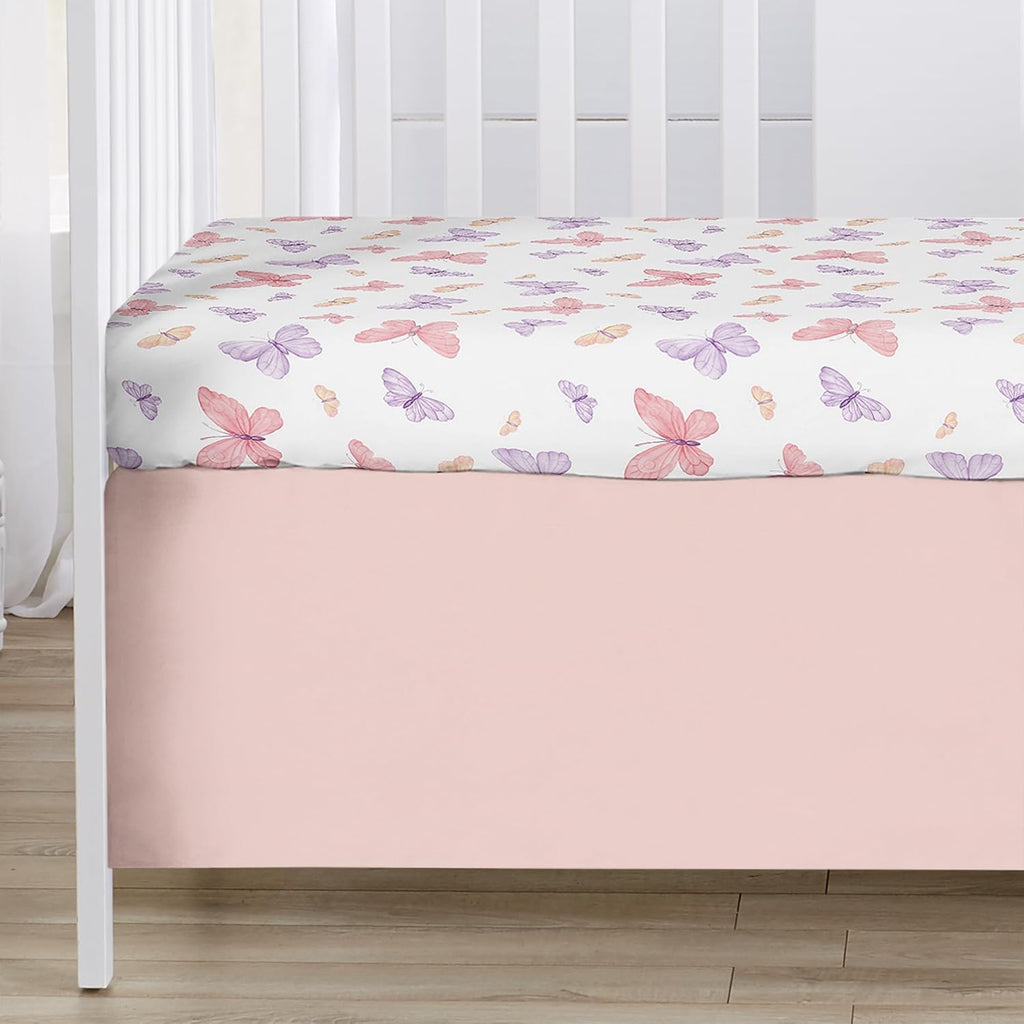 Pink and Purple Shabby Chic Butterfly Girl Baby Crib Bedding Set 3p T872
