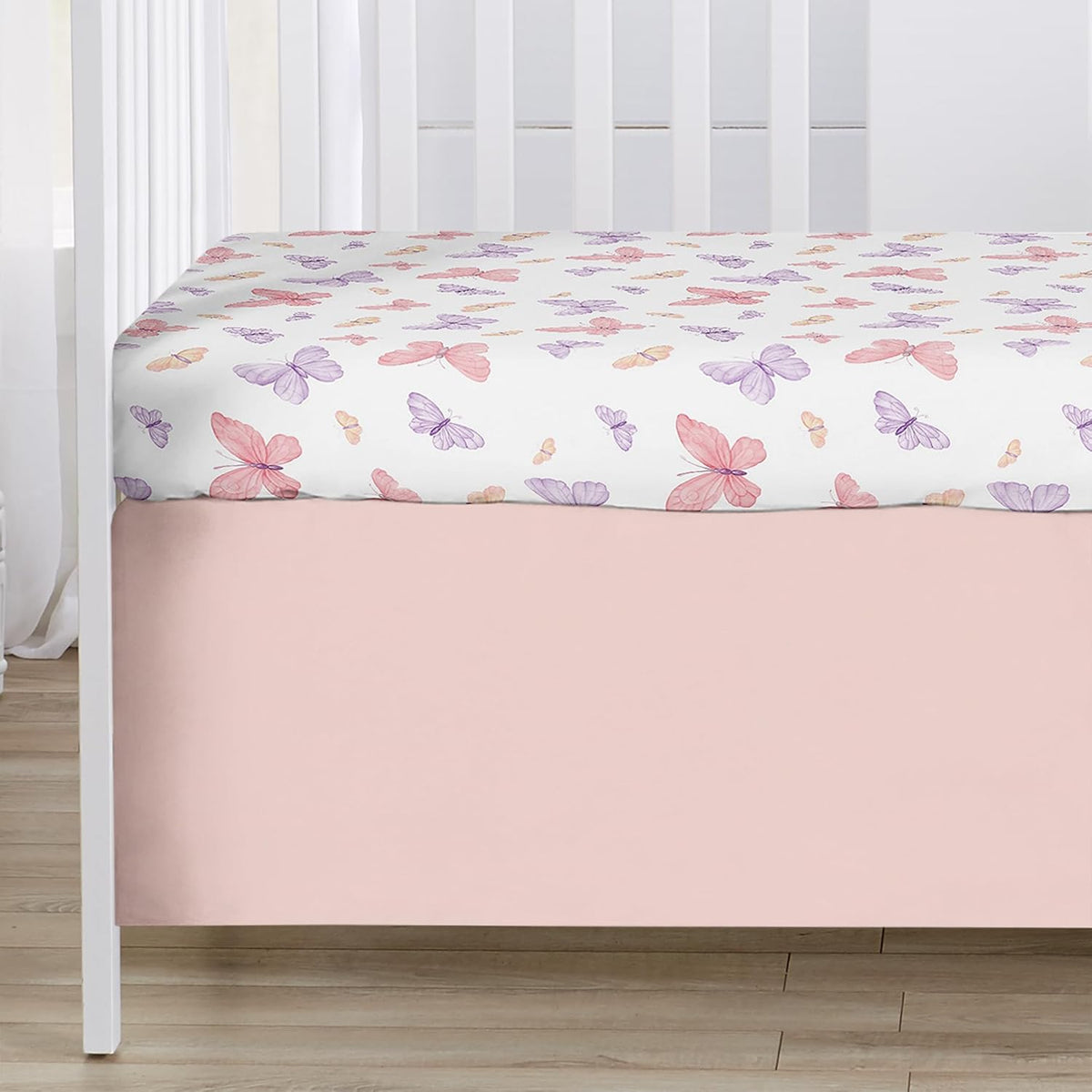 Pink and Purple Shabby Chic Butterfly Girl Baby Crib Bedding Set 3p T872