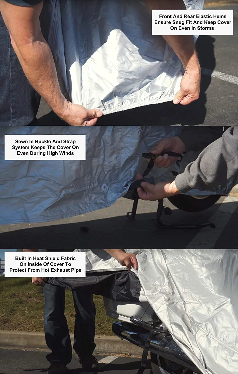 Motorcycle Cover with Reinforced Securing Straps and Storage Bag M6559