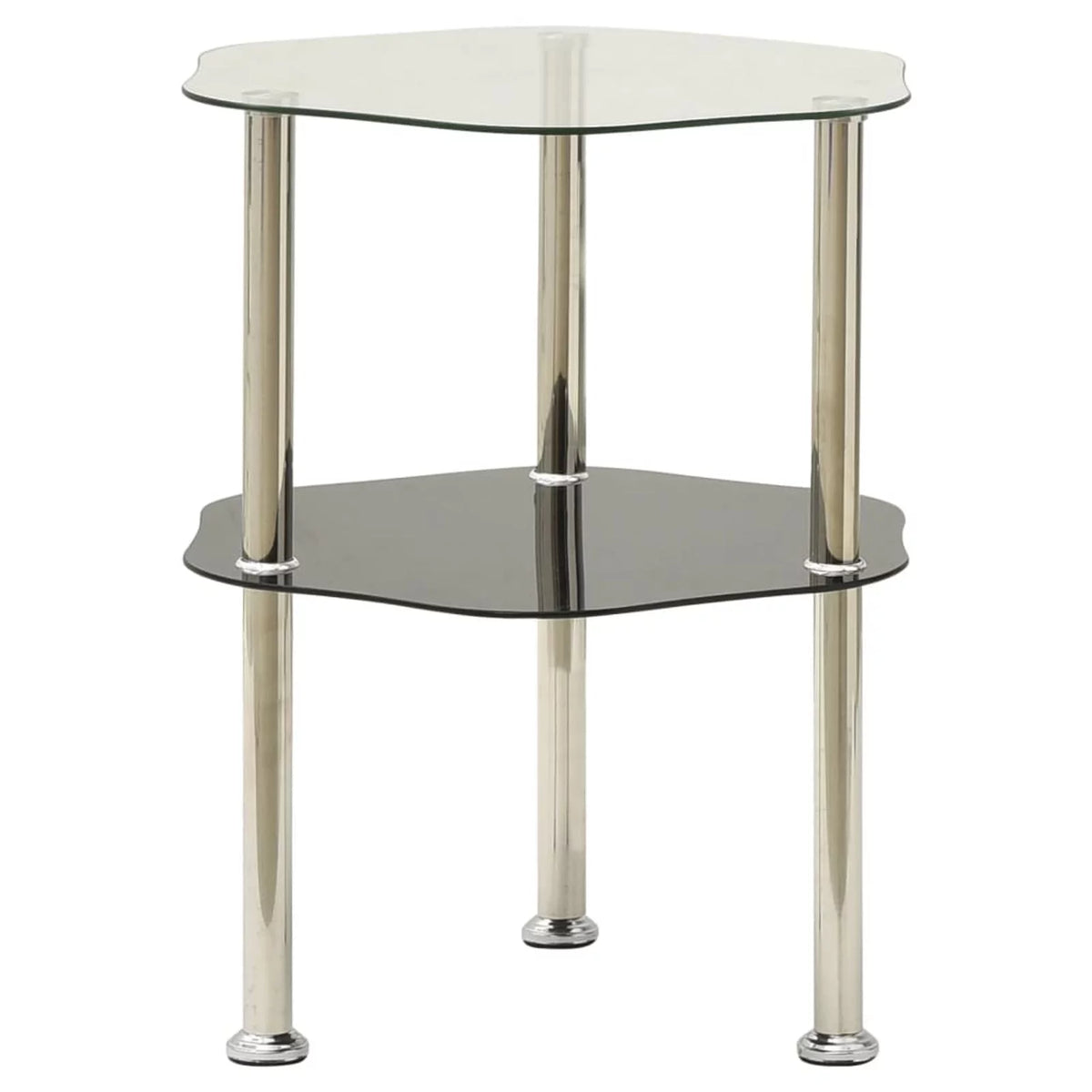 2-Tier Transparent and Black Tempered Glass Side Table M1139