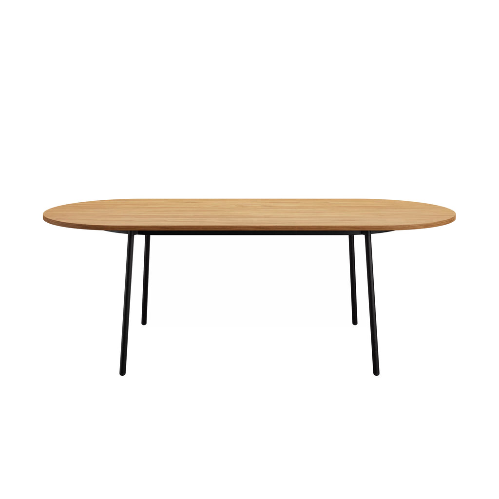 83" Oval Dining Table with MDF Top and Black Steel Legs P33152