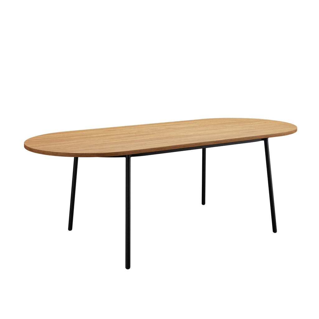 83" Oval Dining Table with MDF Top and Black Steel Legs P33152