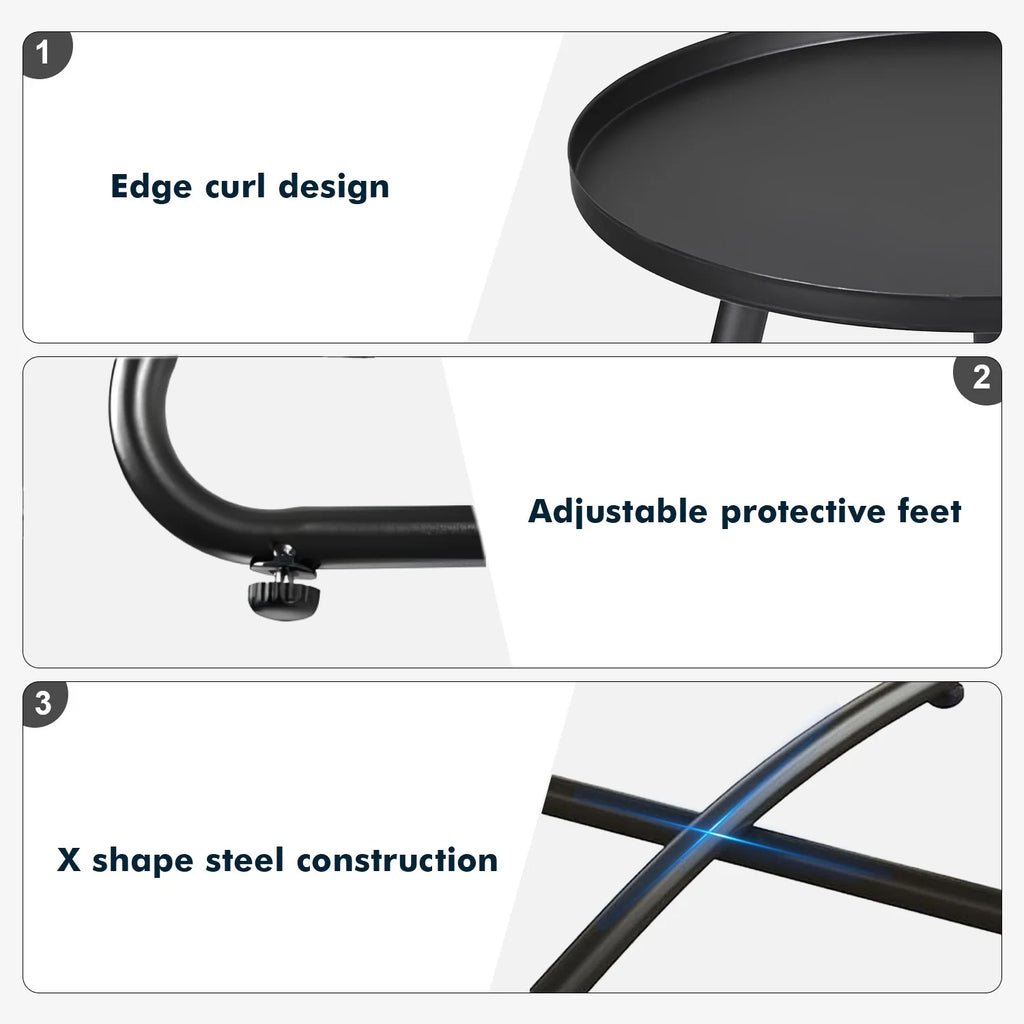 Black Round Steel Outdoor Side Table G467
