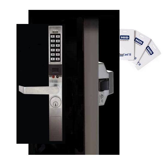 Narrow Stile Key Card with Keypad Exit Trim Satin Chrome N437