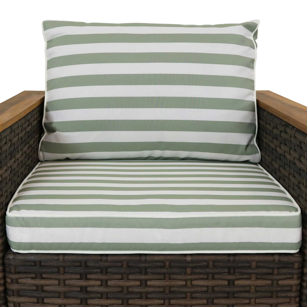 Rattan and Acacia Wood 4pc Patio Conversation Furniture Set with Cushions X2436