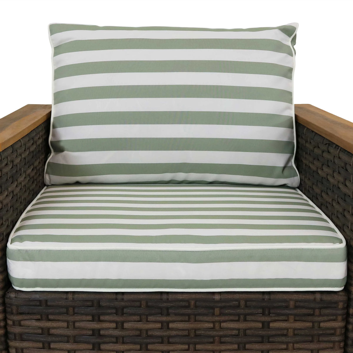 Rattan and Acacia Wood 4pc Patio Conversation Furniture Set with Cushions X2436