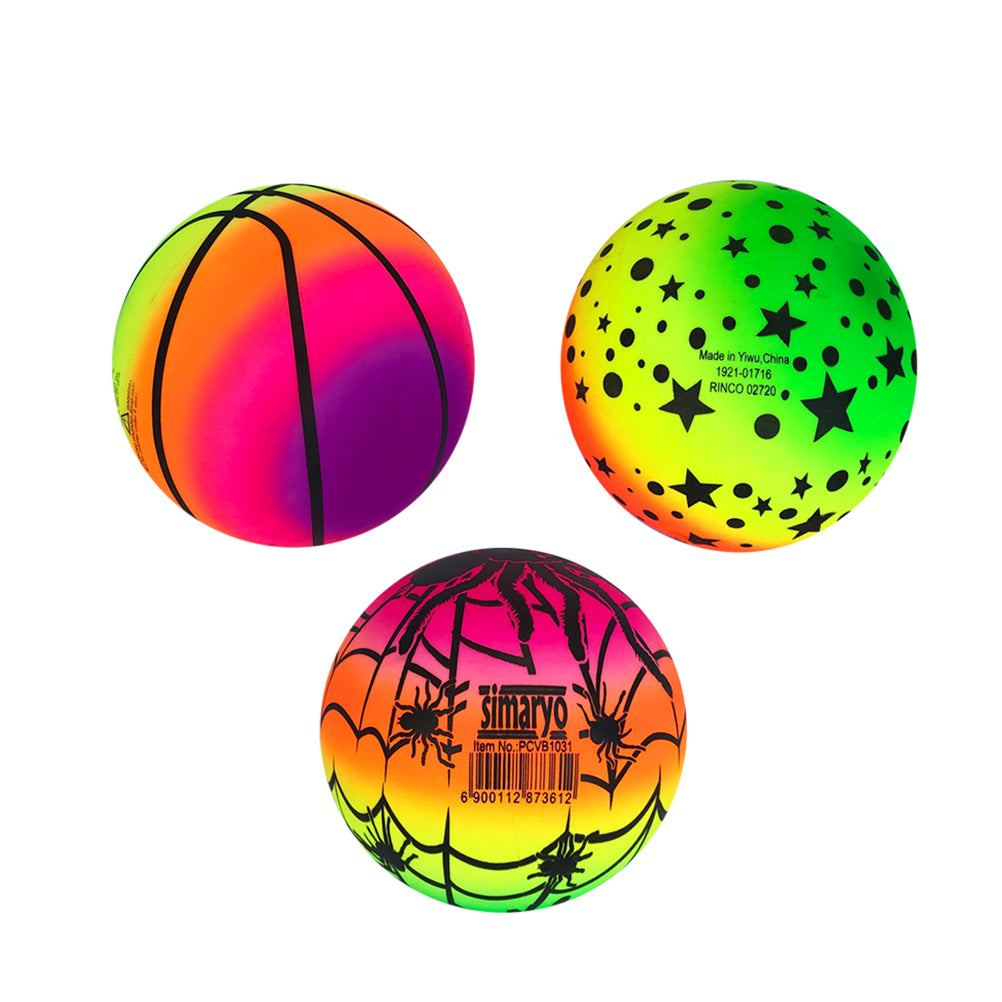 3 Pcs 16 CM Rainbow Balls Elastic PVC Beach Play Ball Children Toy T9756