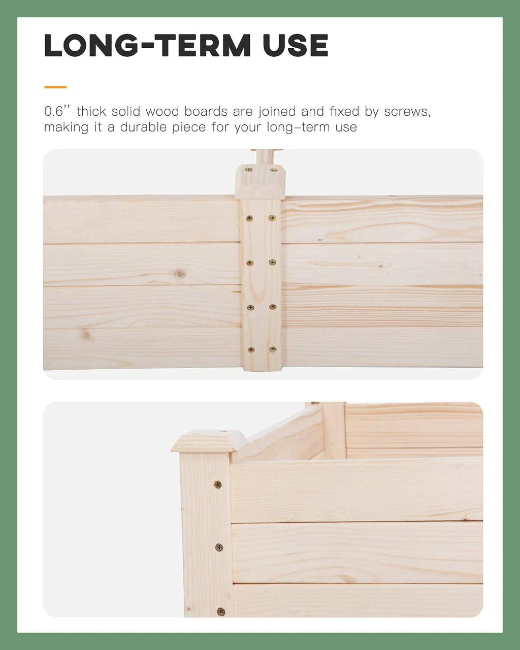 96 x 24.5 x 10 Inch Wood Raised Garden Bed R77785