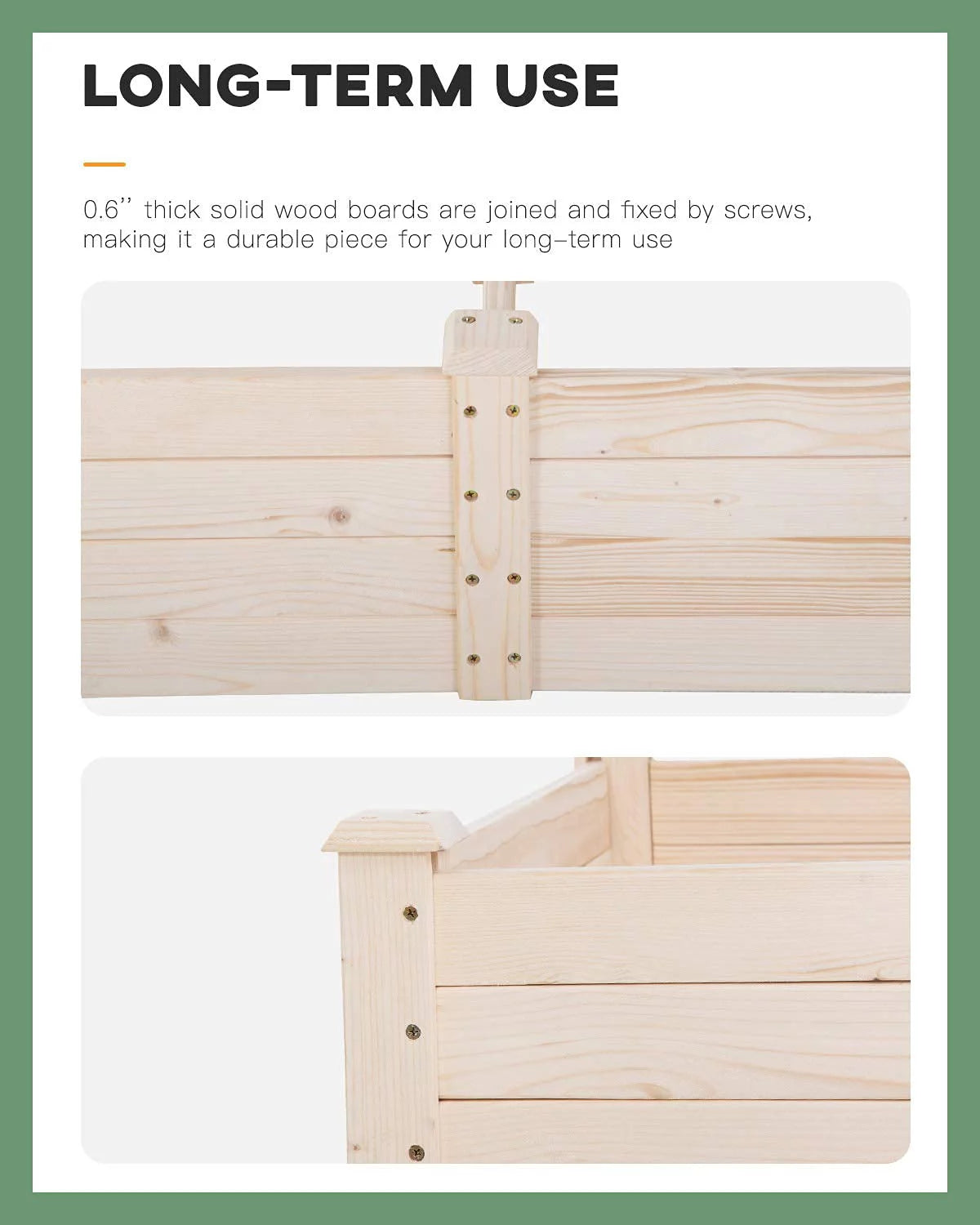 96 x 24.5 x 10 Inch Wood Raised Garden Bed R77785