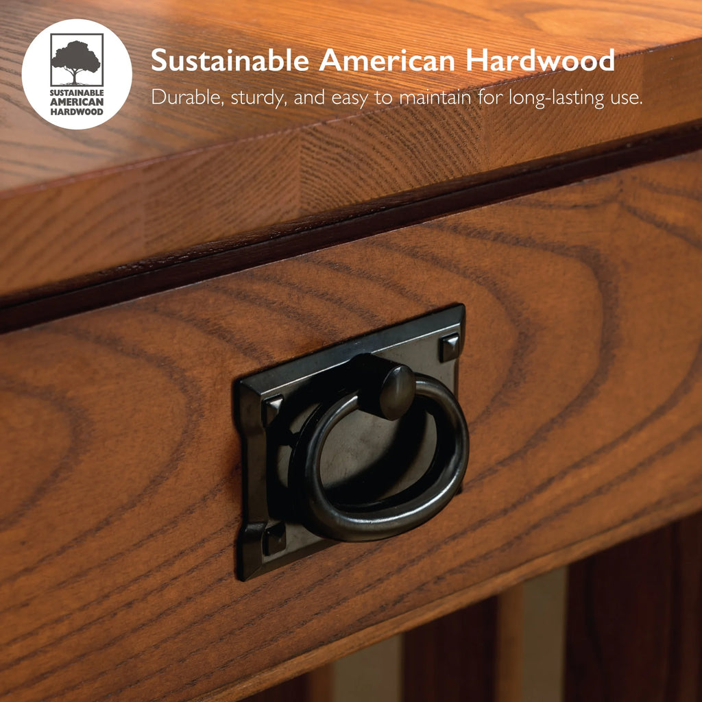 Medium Oak Solid Wood End Table with Drawer D957