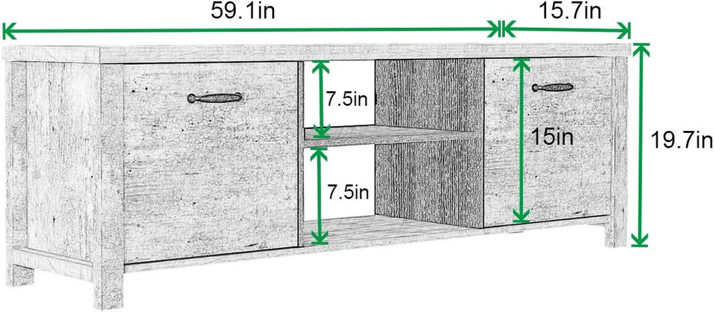 Light Grey Wood TV Stand with Two Drawers C3097