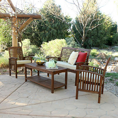 4-pc. Outdoor Acacia Wood Chat Set - Dark Brown J10258