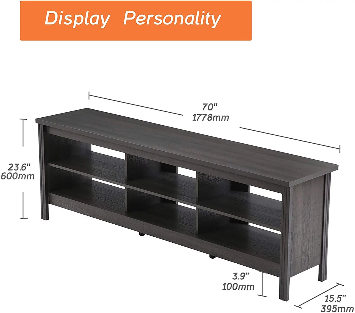 Black TV Stand with 6 Storage H53409