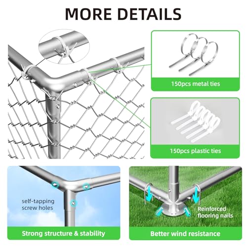 7.8x7.8 ft Outdoor Heavy Duty Dog Kennel with Waterproof Cover Roof and Security Lock N15997