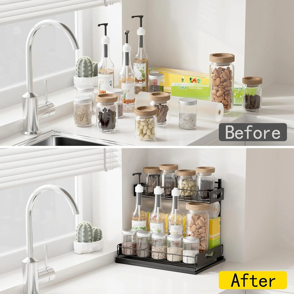 2 Pack Under Sink Organizer with Pull-Out Drawers White L1456