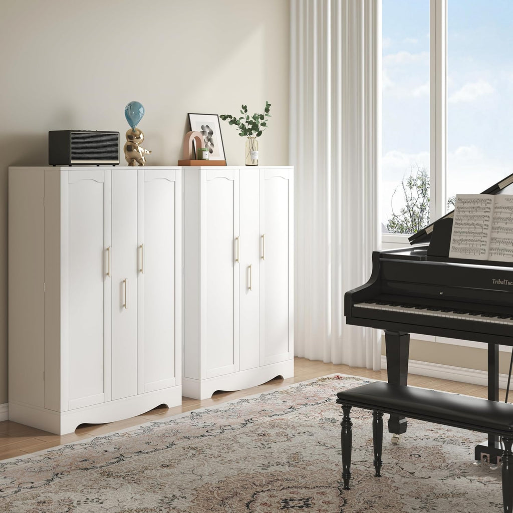 White Kitchen Pantry Cabinet with Drawer and Adjustable Shelves C55768