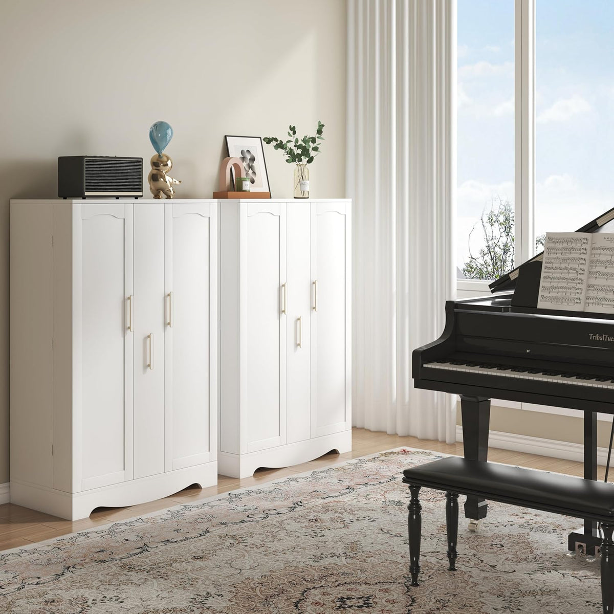 White Kitchen Pantry Cabinet with Drawer and Adjustable Shelves C55768