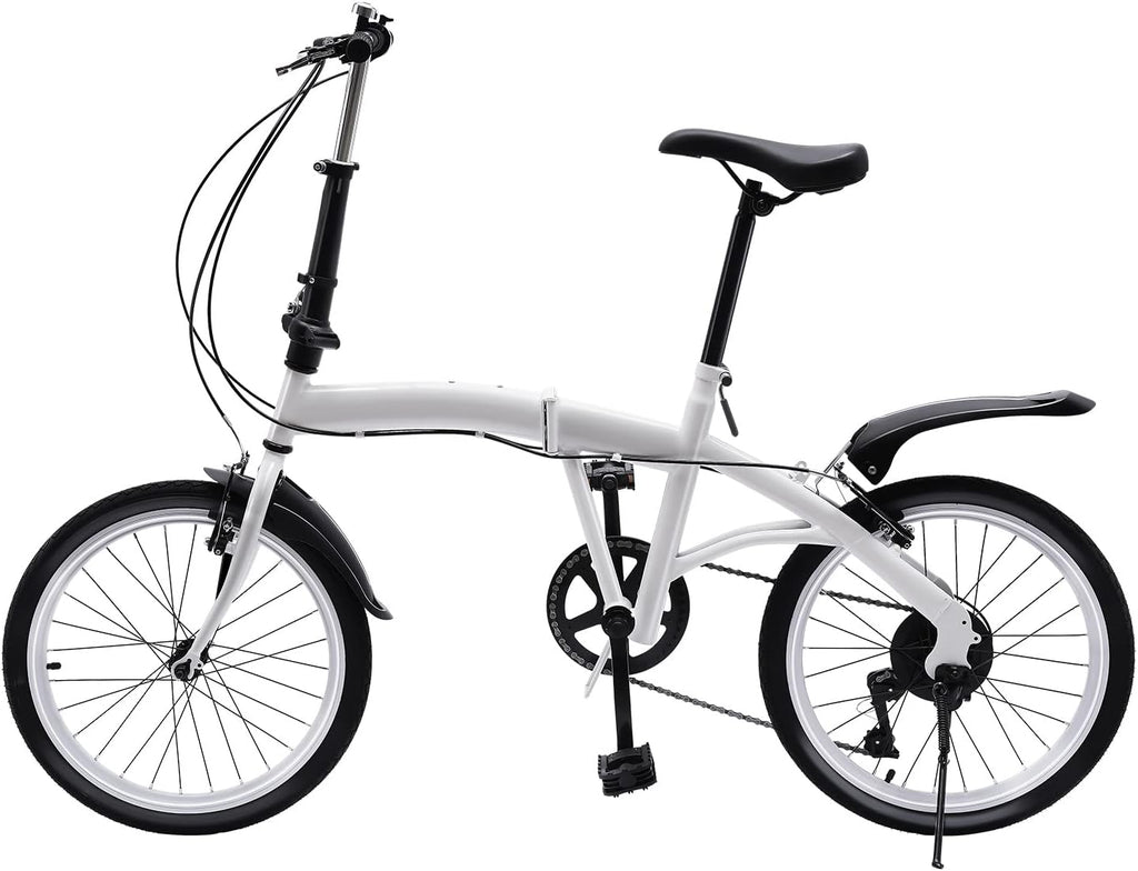 20" White Folding Bicycle with 7 Speed Shifter O10381