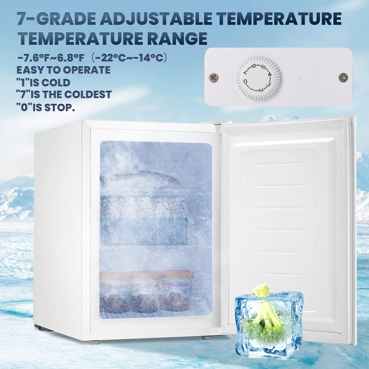 3.0 Cu.ft Compact Upright Freezer with Reversible Door V3215