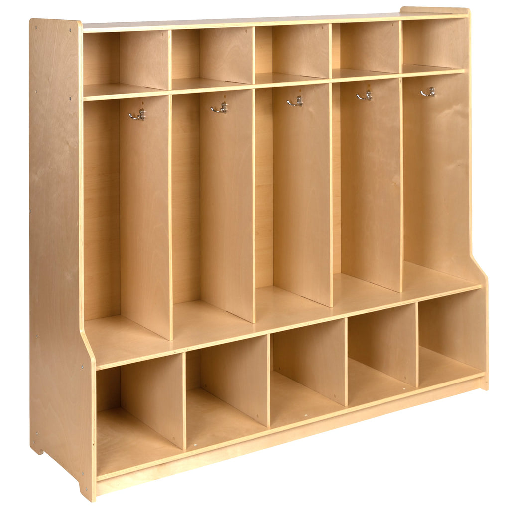 Wooden 5 Section Coat Locker with Bench and Cubbies F353121