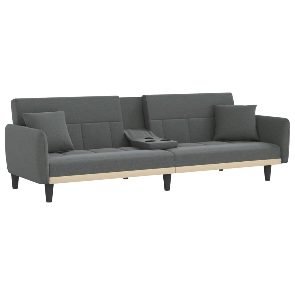 Dark Gray Fabric Sofa Bed with Cup Holders W880