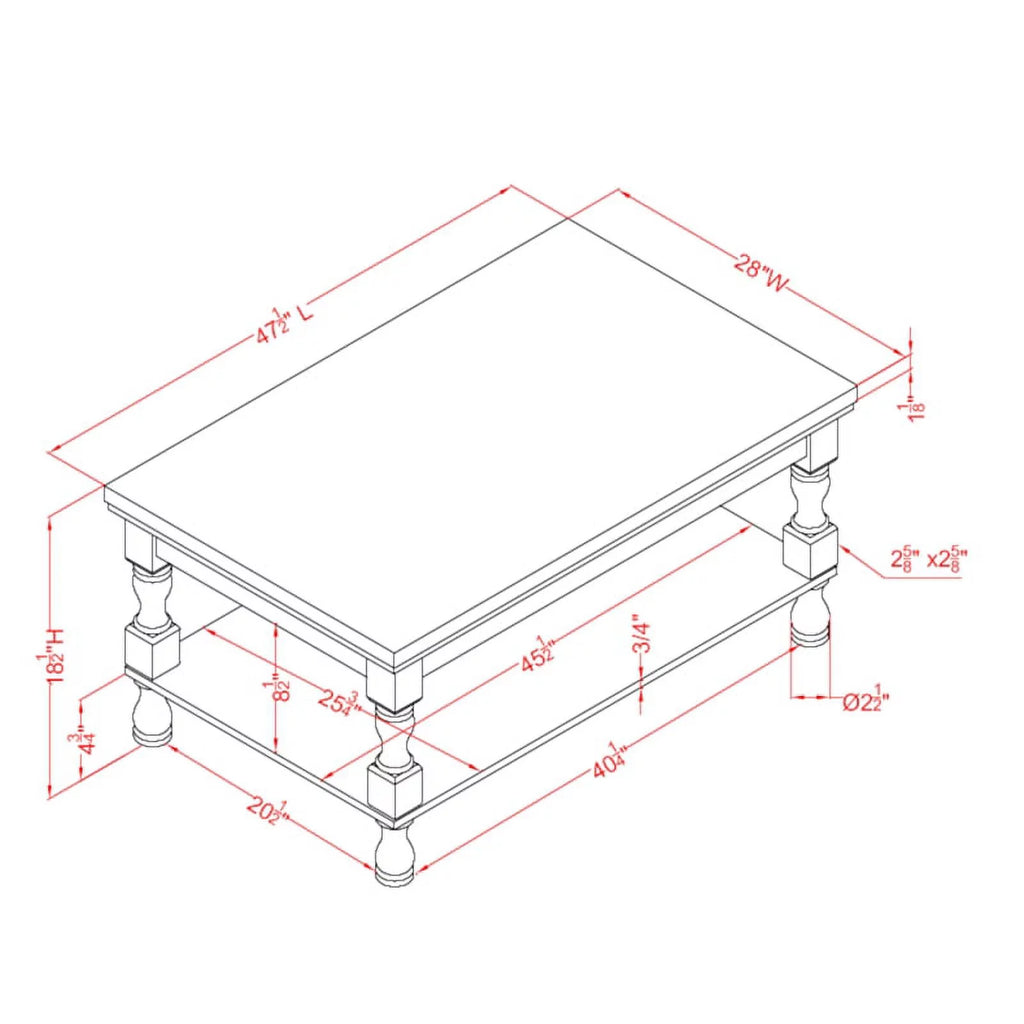 Rustic Wood 1-Shelf Coffee Table R51496