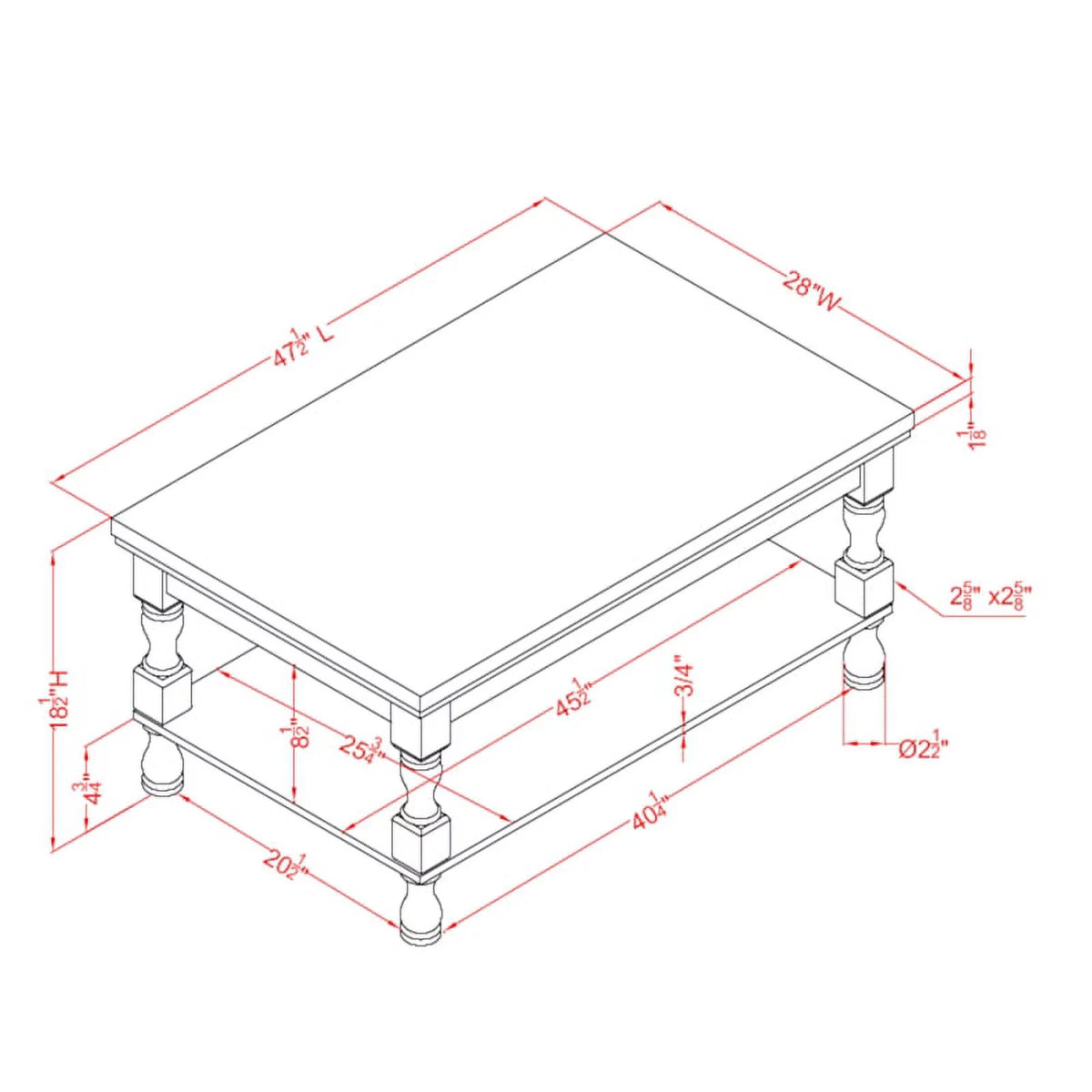 Rustic Wood 1-Shelf Coffee Table R51496