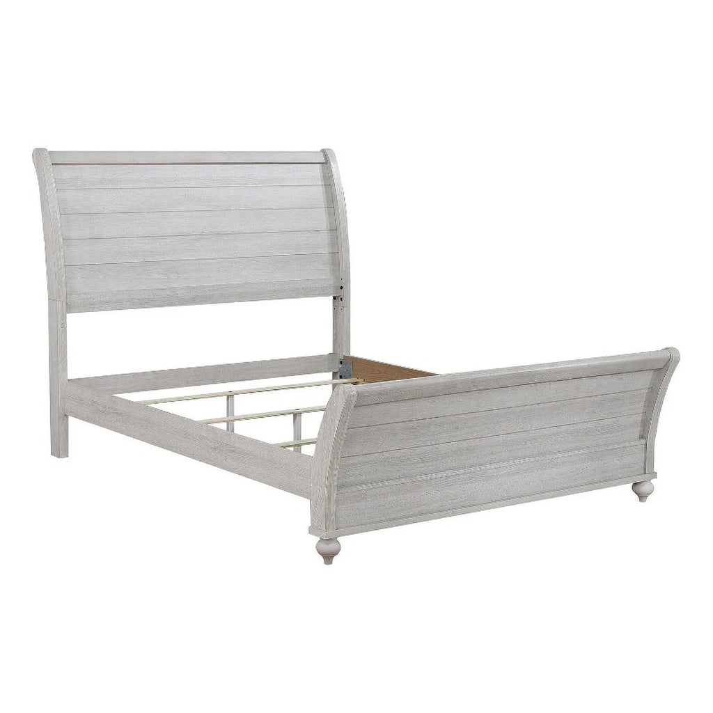 Gray Wood Eastern King Sleigh Panel Bed V76744