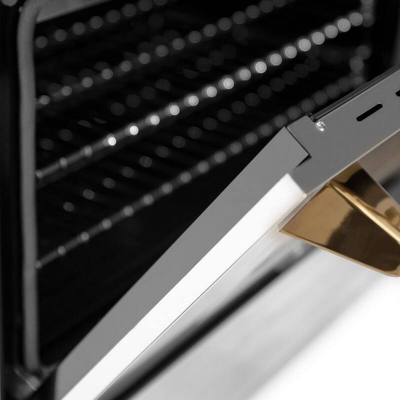 4 Burner Dual Fuel Range in Stainless Steel and Polished Gold N401