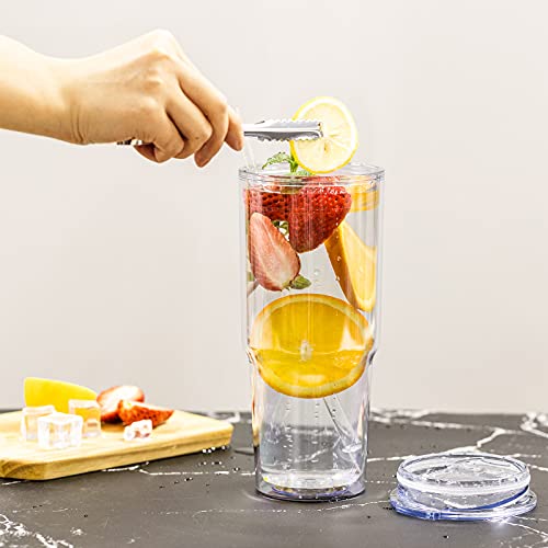 30oz 2 pcs Double Wall Acrylic Insulated Tumblers with Lid and Straw I6906