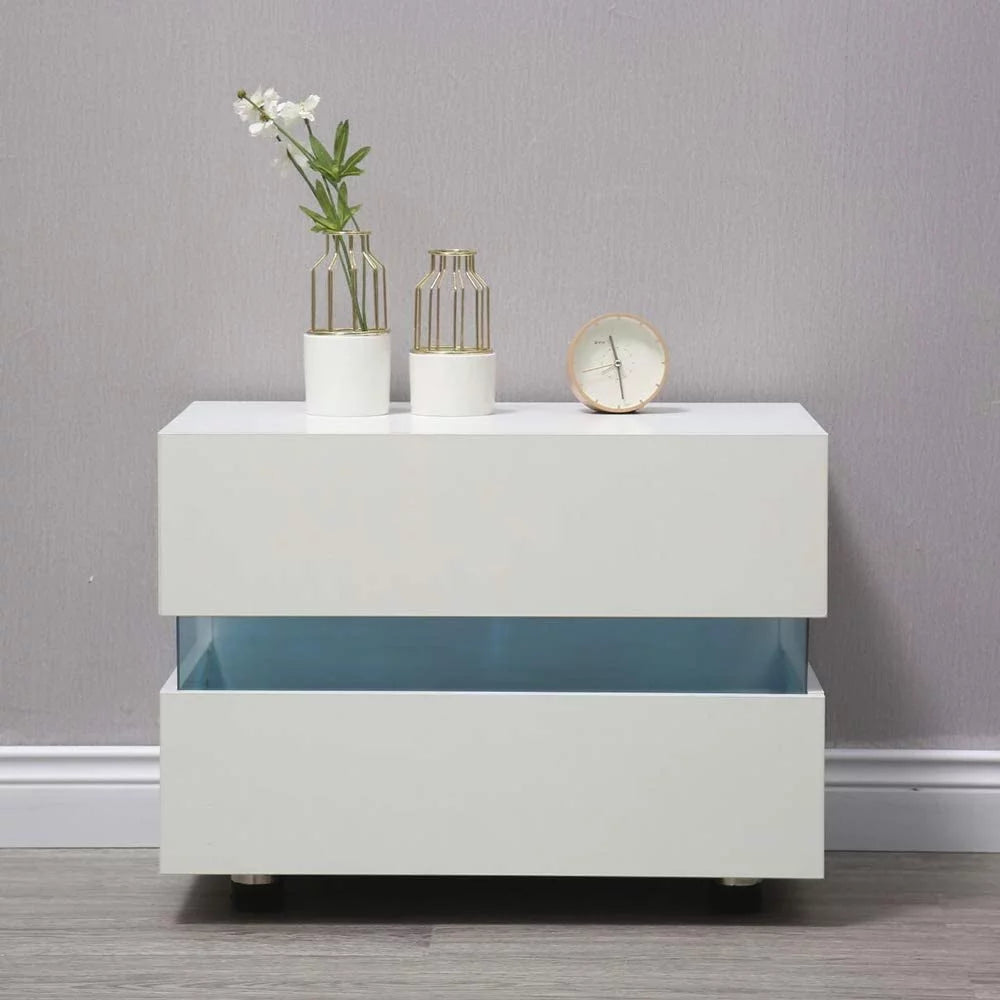 White High Gloss 2 Drawer Nightstand H4231