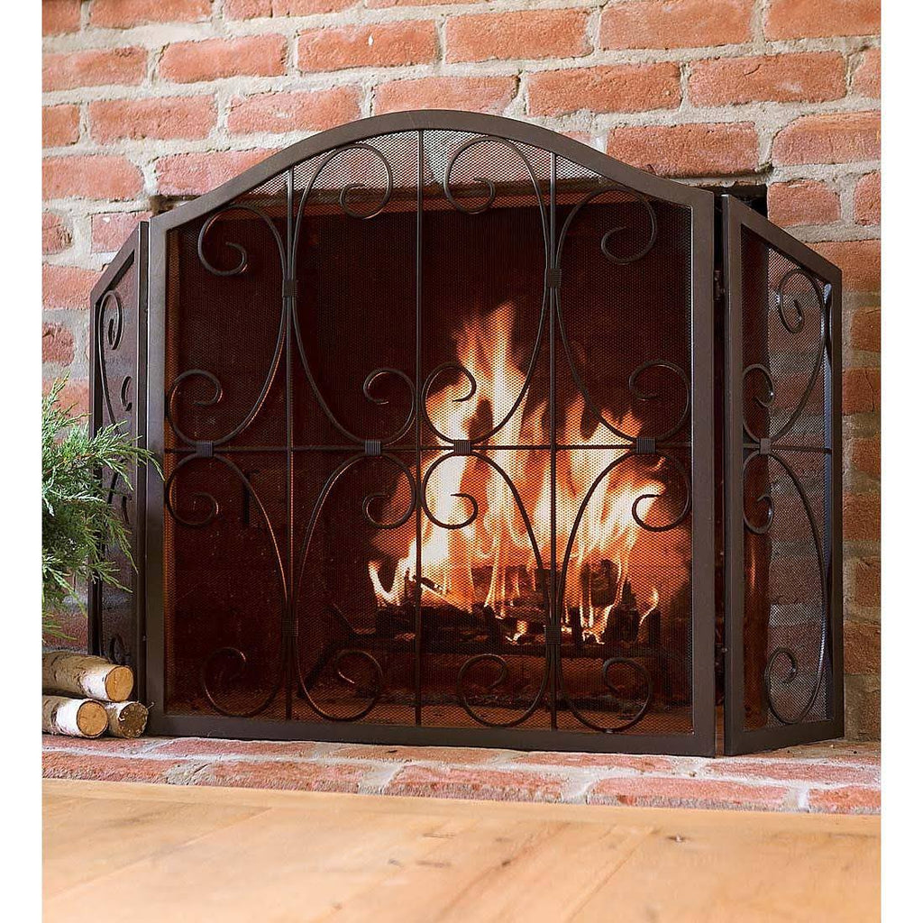 Crest Tri-Fold Fireplace Fire Screen with Steel Frame U916588