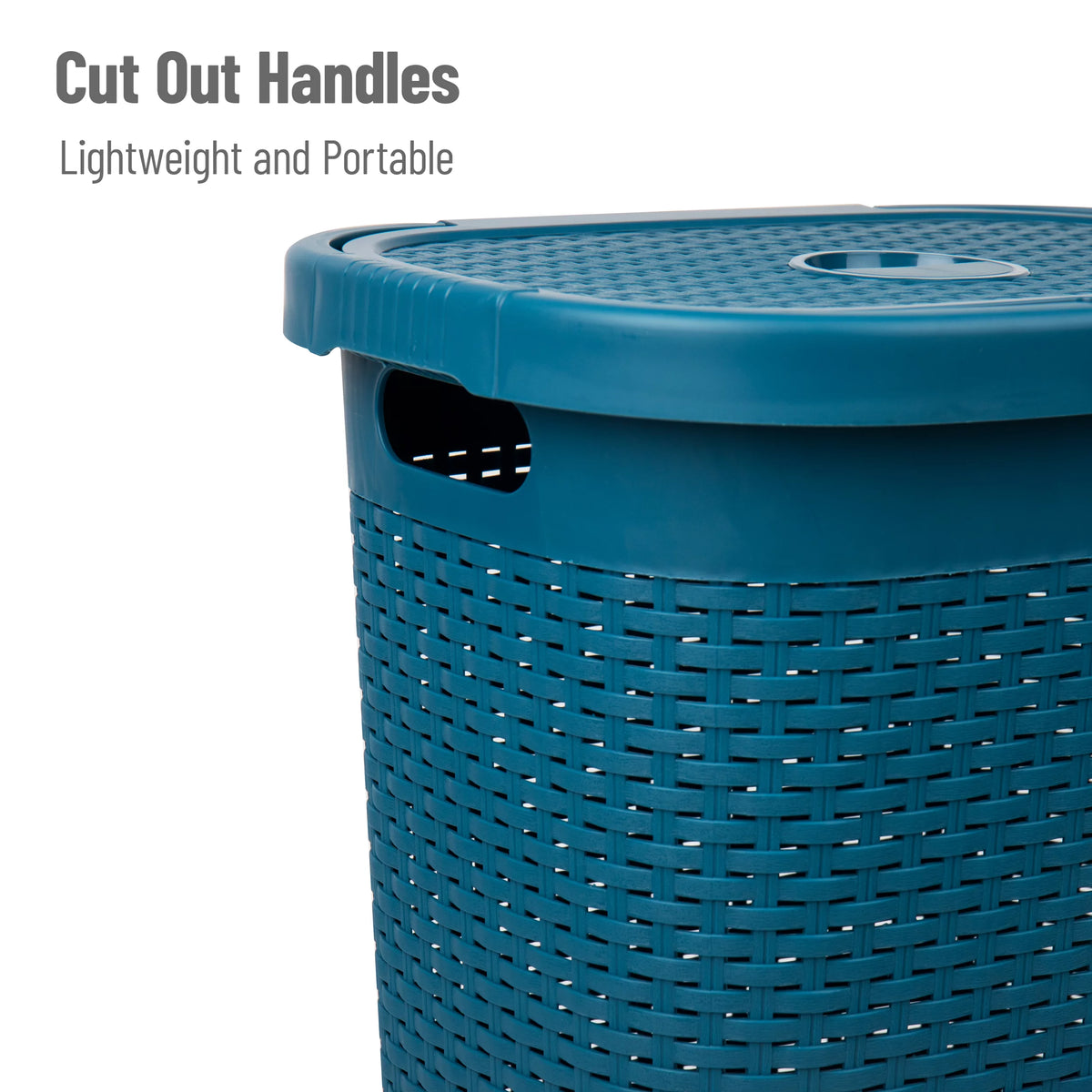 50L Slim Laundry Hamper with Lid, Set of 2, Blue T835