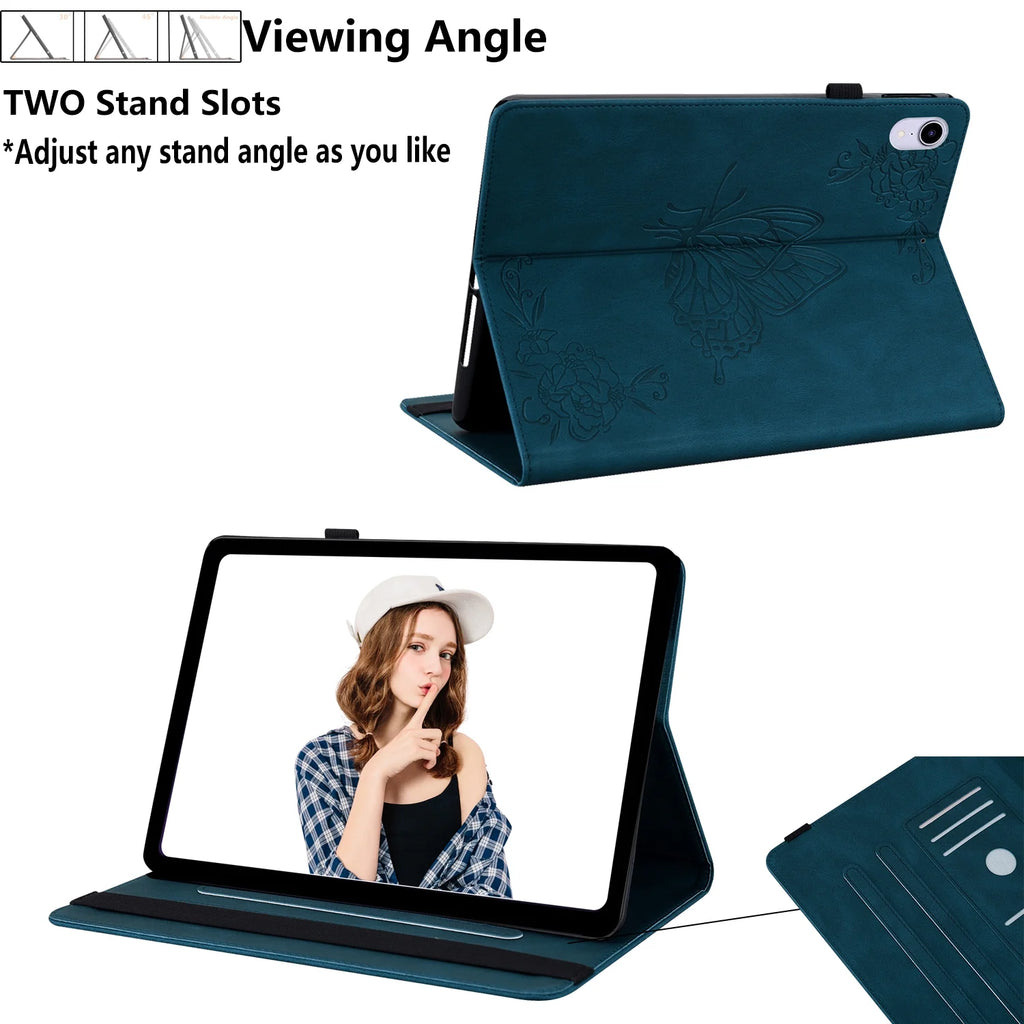 Blue PU Leather Folio Stand Cover for iPad 10th Gen Q23588