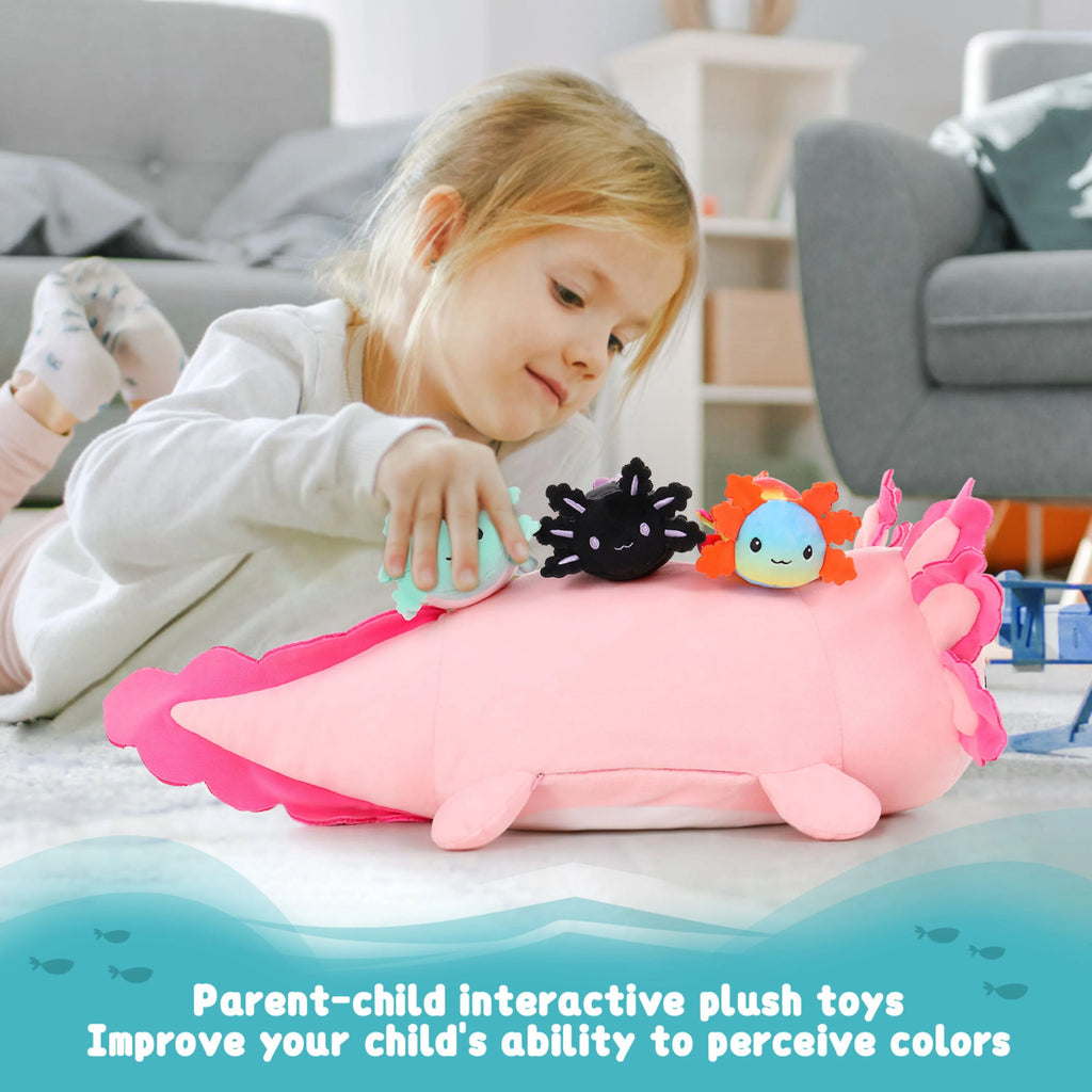 23.5" Giant Axolotl Stuffed Animals with 3 Babies Inside B560513