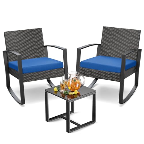 3 Piece Wicker Patio Furniture Set with Table & Cushions Y135