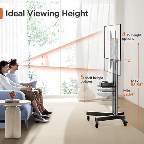Rolling TV Stand on Wheels for 32-85 Inch Screens up to 132 lbs U65203