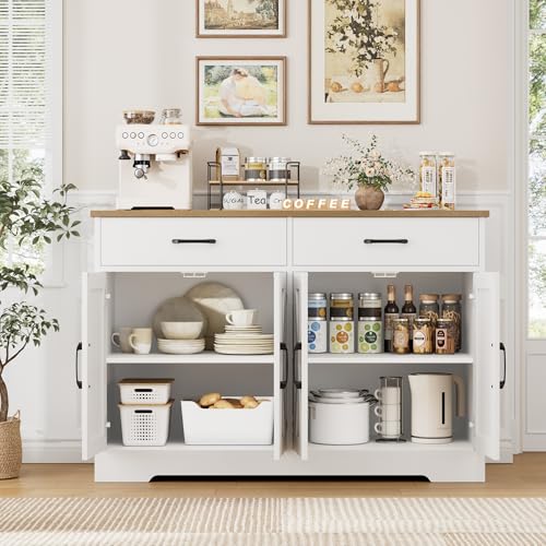 Black Rustic Brown Buffet Cabinet with Drawers and Shelves P889